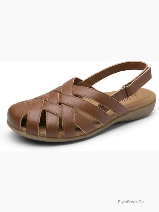 Women Closed Toe Fisherman Sandals with Arch Support and Adjustable Strap